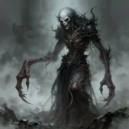 creepy pale moster with incredibly long fingers, very long arms, character concept, dark souls concept art, Feng Zhu concept art, dramatic lighting, highly stylized, trending on artstation