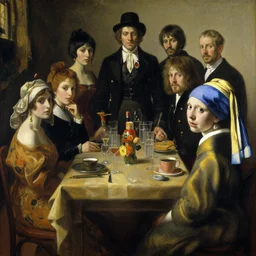 goth ihop on ladies night, painting by gaston bussiere, katsuya terada, nc wyeth, greg rutkowski, craig mullins, vermeer, frank frazetta, mucha, tom of finland, trending on artstation, jeffery catherine jones