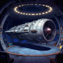 the warp drive engine room, inside a large cargo spaceship, from a sierra point and click 2 d graphic adventure game, art inspired by thomas kinkade and mark keathley
