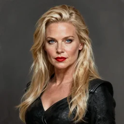 artistic portrait of a confident and mature looking northern blond valkyrie, long hair, beautiful blue eyes and red lips, perfect fit body, black clothes, art by artgerm and greg rutkowski and magali villeneuve, highly detailed, digital painting, trending on artstation, concept art, sharp focus, illustration, masterpiece