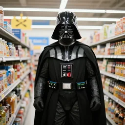 surveillance footage of Darth Vader shopping at Walmart