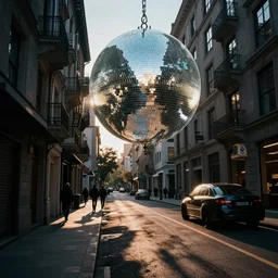 photo of street city, disco diffusion