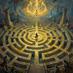 beautiful painting of labyrinth by Wlop, in style of Dark Souls 3 and Elden Ring, fantasy matte painting, golden ratio, trending on cgsociety, cinematic lighting, cinematic color scheme, trending on artstation, highly detailed, vibrant,