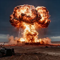 atomic explosion in the distance, award winning concept art