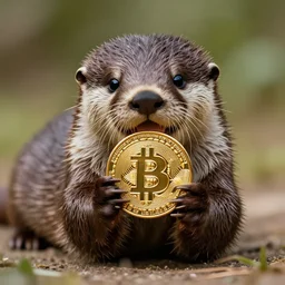 otter eating a bitcoin, 4 k, hd, centered