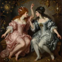 regeneration can only be attained by two souls working in unison and harmony, baroque, rococo, dramatic, elaborate, emotive, and transcendental , painted by Ayami Kojima, WLOP, rembrandt, and bosch