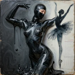 beautiful asian woman body carved sculpture melting, black abstract oil painting, macro detail fluid particles, fashion pose, melting sculpture dripps, beautiful marbling acrylic fluid body, renaissance painting by michaelangelo, matte fresco, black latex female balaclava, female calendar, female ballerina body covered with black latex, underwater, concept art, melting glass, cinematic still, film still, kandinski, fashion portrait, sketch