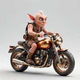 a goblin riding a steampunk motorcycle, volumetric light, studio light, hyperdetailed, artstation, cgsociety, 8k