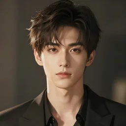 spectacularly handsome young man in anime style looking at the camera like he knows that he's handsome