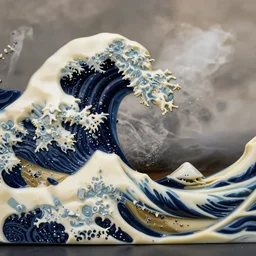 the great wave made of white chocolate
