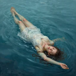 highly detailed surrealist art about drowning slowly