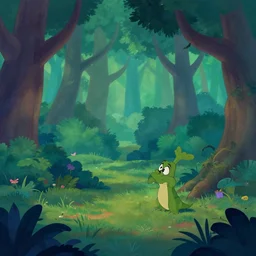 very detailed forest background for disney  cartoon