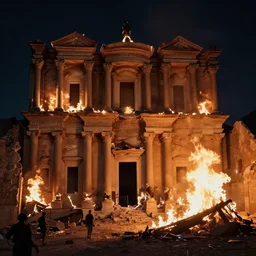 the library's of alexandria burning down, eerie, nighttime, craig mullins