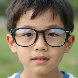 eyeglasses of boy reflecting wonderful summer memories very detaile