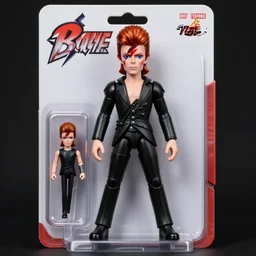 3D printed action figure of David Bowie in Blackstar, packaging, ultra realistic, Hot toys