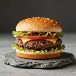 McDonalds Hamburger made from stone. Product Photography, Studio Lighting. Canon 85mm f1.8.
