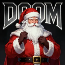 santa, doom cover art, doom poster