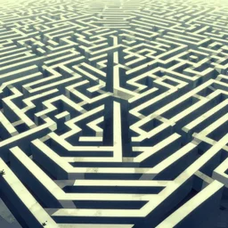 the grand landscape of the endless maze, art by kotaro chiba, volumetric lighting