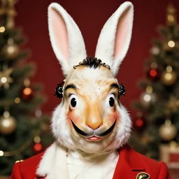 a christmas bunny, perfect face, made by dali