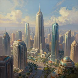 a beautiful sci-fi painting of a futuristic city Mumbai in 2050, by Hokyoung Kim, 8K, Trending on Artstation, matte painting,