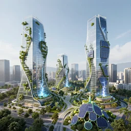 a photo of a city complex from the future, parametric architectures, urbanistic project, glass palaces blending with nature, physarum, renewable energy sources, preserving ecosystems, gardens, trending on flickr, bacteria structures, 8 k, 4 k, ersnt haeckel, volumetric lightning, photorealistic