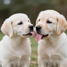puppy, labrador, cat and dog licking each other, cute, trending on Artstation, long tongue, (pink colors), trending on Twitter, trending on Instagram, very beautiful fur, perfect animal, photorealistic, close-up, 35mm