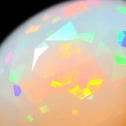 detailed close - up of an opal stone, iridescent facets, glossy and reflective, high resolution photograph