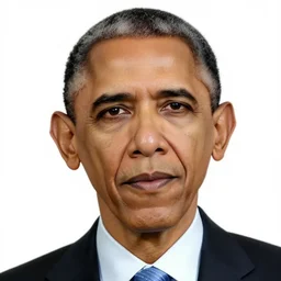 “ obama with large eyes, big mouth, serious look, png image ”