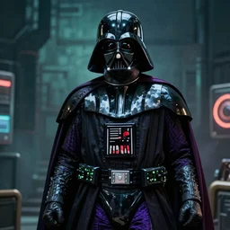 Darth Vader, his out fit is in the theme of the Joker, 8k, high detail