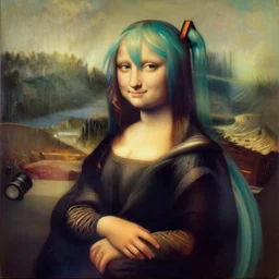 a painting of Hatsune Miku in Mona Lisa style by Leonardo da Vinci -4