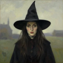 a realistic witch portrait, by edward hopper,