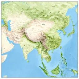 map of asia, but with the state of texas replacing india