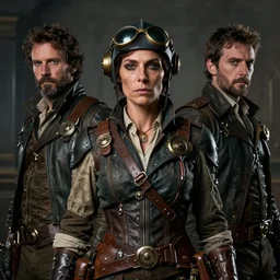 portrait, d, grizzled female steampunk pilot, by diego gisbert llorens and donato giancola, regal, dramatic lighting, intricate, hyper realistic, hyperdetailed, centered, cinematographic