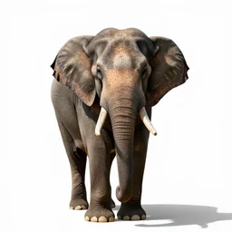 spotted elephant, professional studio photo, full body, isolated on a pure white background, centered, entire subject in frame, sharp focus, soft studio lighting
