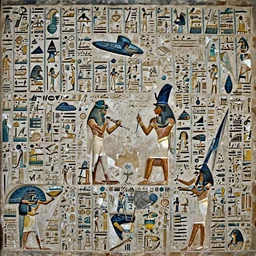 a fragment of ancient egyptian hierographic panel Art, art of a spaceship in art style of ancient art, fragmented, a spaceship!!!!! Ancient Egypt art