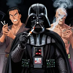 drug addicted darth vader smoking crack cocaine, crackhead, addict, vader, junkie by tooth wu and wlop and beeple and greg rutkowski
