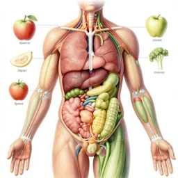 detailed anatomy textbook illustrations of human body parts organs that look like fruits and vegetables