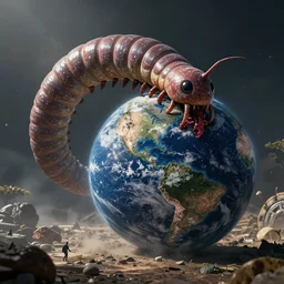 a giant space worm eating the planet earth. horror science fiction film