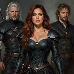 Sofia Vergara as a heroine with a dress inspired by the witcher, digital painting, artstation, concept art, smooth, sharp focus, illustration, in-frame, centered, art by artgerm and donato giancola and Joseph Christian Leyendecker, Ross Tran, WLOP