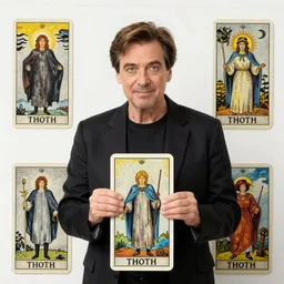 Jim Carrey in Thoth tarot deck, style of Lady Frieda Harris, 4K