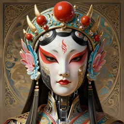 portrait of a machine from horizon zero dawn, machine face, decorated with chinese opera motifs, asian, asian inspired, intricate, elegant, highly detailed, digital painting, artstation, concept art, smooth, sharp focus, illustration, art by artgerm and greg rutkowski and alphonse mucha, 8 k