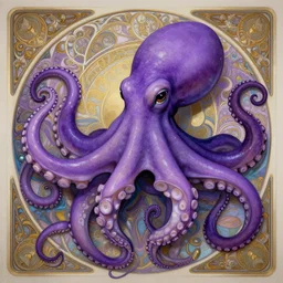 Purple octopus, elegant, intricate, retrofuturistic digital painting, artstation, concept art, smooth, sharp focus, illustration, art by artgerm and greg rutkowski and alphonse mucha