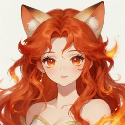 detailing character concept portrait painting of cute neko girl, high fantasy, elegant, redhead, fire hair, brush art, art station, pixiv, trending, editor's pickup