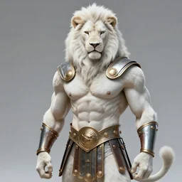 aesthetic portrait commission of a  of a male fully furry muscular anthro albino lion  with a tail and a beautiful attractive hyperdetailed face, wearing ancient roman attractive gladiator outfit while holding a gladiators sword in his hand in a giant roman coliseum at golden hour. Character design by charlie bowater, ross tran, artgerm, and makoto shinkai, detailed, inked, western comic book art, 2021 award winning film poster painting