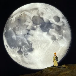 photo of the moon from georges melies trip to the moon painting