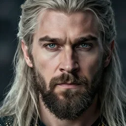 Odin with one eye looking at the camera , high fidelity face and beard