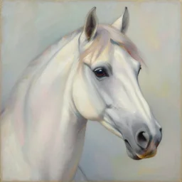painting of a glorious horse head, editorial fashion photography, pastel color palette, by łempicka