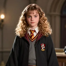 Thylane Blondeau starring as Hermione Granger in her Gryffindor uniform