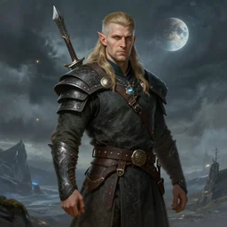 ( hyperrealist dnd male nordic drow class portrait on a windy storm planet ) by daniel f. gerhartz and matt stewart, fantasy, photorealistic, dynamic lighting, bet face, handsome drow, beautiful, perfect factions, perfect drow, trending on artstation, poster, volumetric lighting, 4 k, award winning