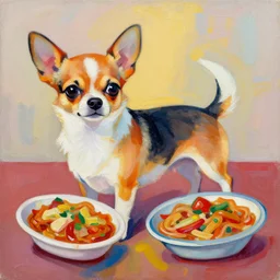 abstract painting of a Chihuahua and Mexican food